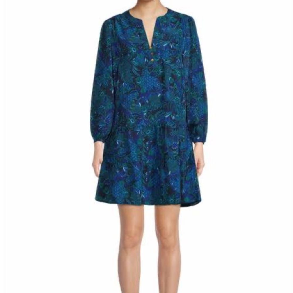 NWT Time and Tru Long Sleeve Print Woven Dress Sz XS (0-2)